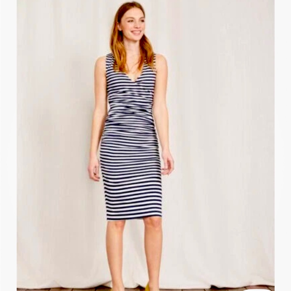 Biden striped ruched faux wrap dress size 2 4 small blue white